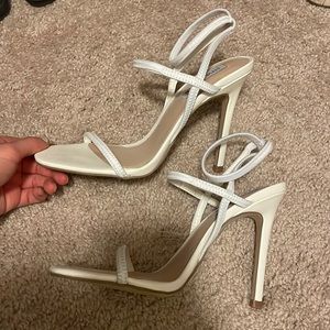 Steve Madden White Strappy Stilettos